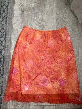 Vintage Pazo Orange Floral A-Line Skirt